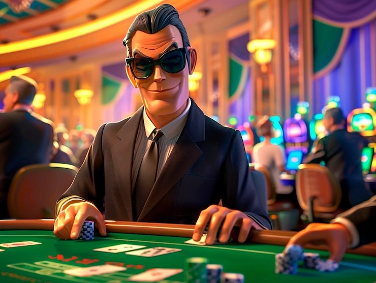 Suasana dealer profesional mengelola permainan casino langsung dengan grafis berkualitas tinggi